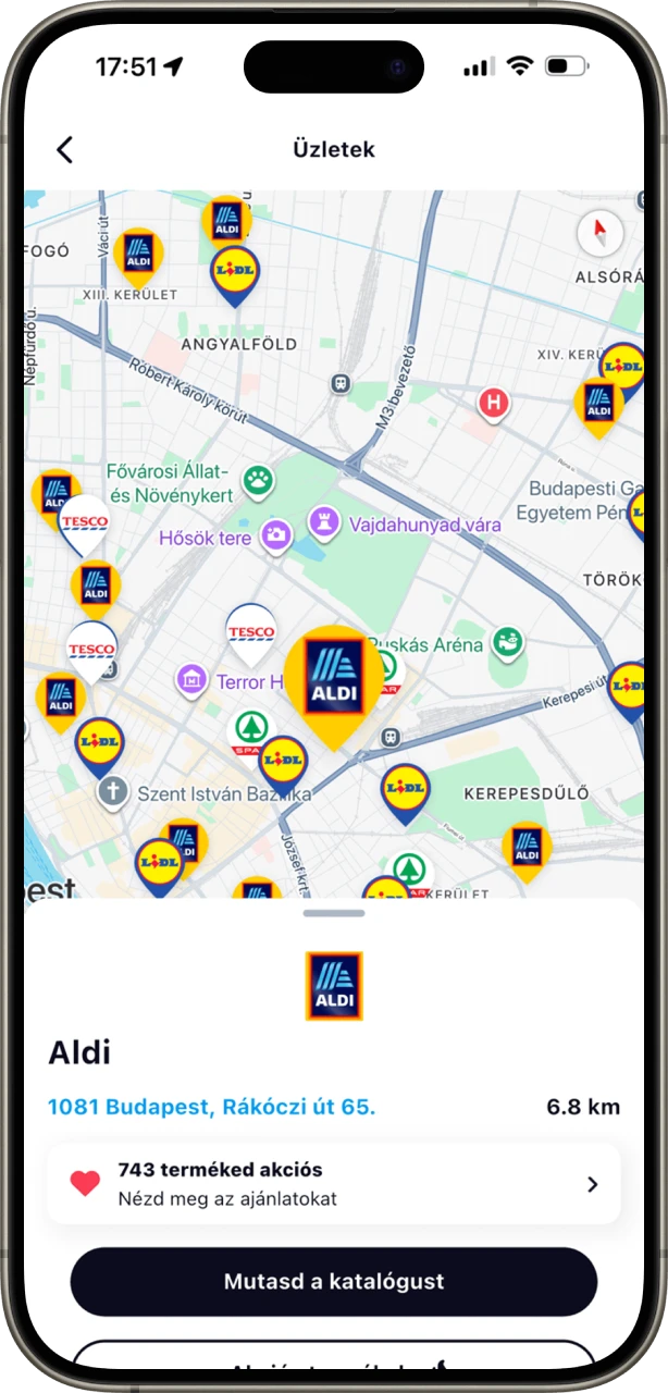 Akcióvadász üzletkereső térkép
